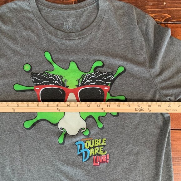 Nickelodeon Double Dare Live! Nose and Glasses Men's Gray Short Sleeve T-Shirt - Picture 4 of 7